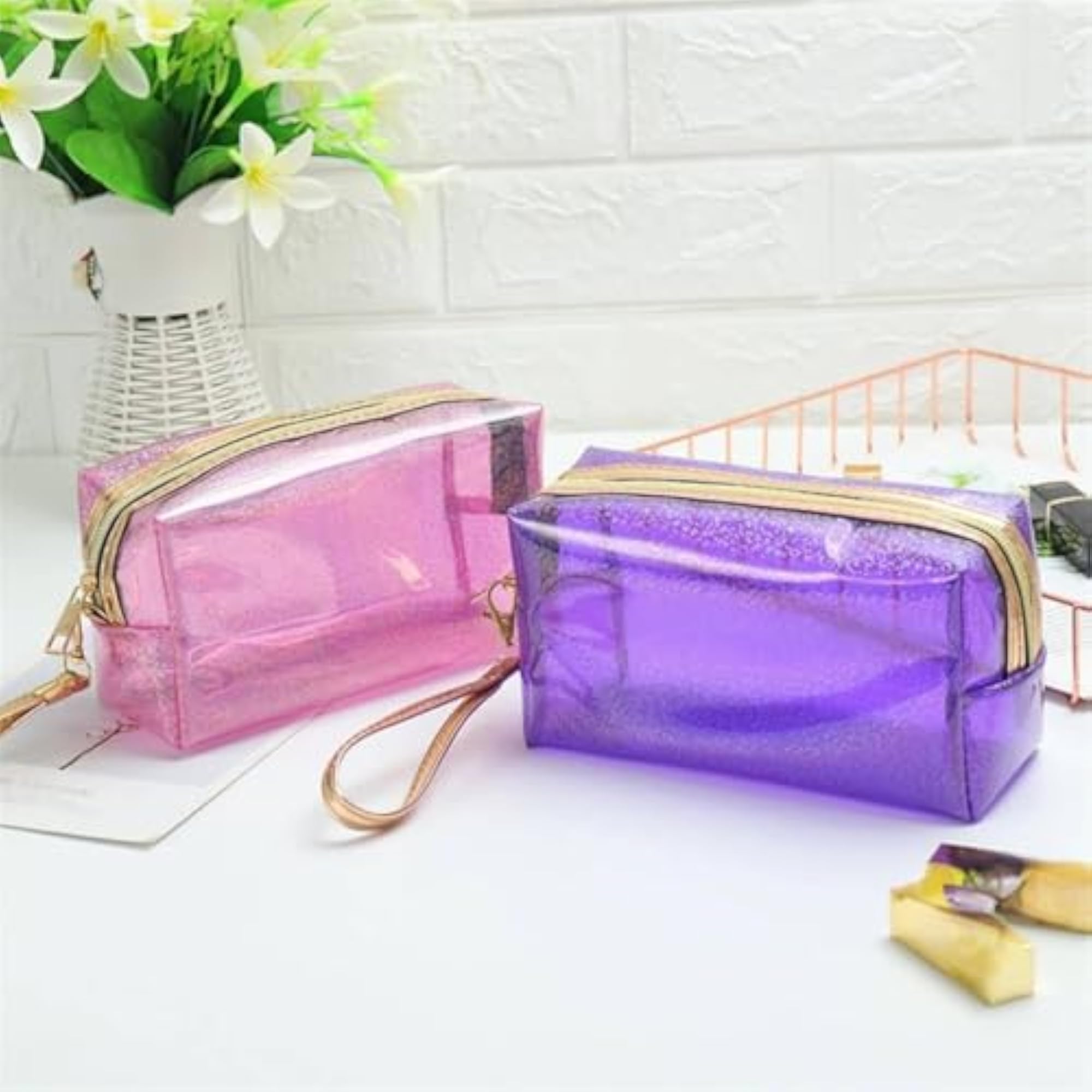 Large Capacity Transparent PVC Makeup Bag, Waterproof Travel Organizer