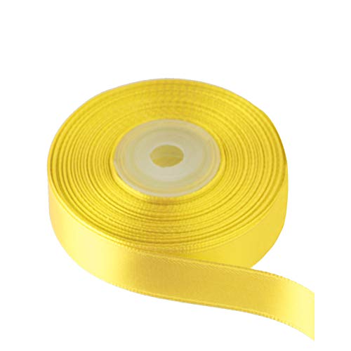 Image of Solid Color Double Faced Yellow Satin Ribbon 5 /8 inch X 25 Yards, Ribbons Perfect for Crafts, Wedding Decor, Bow Making, Sewing, Gift Package Wrapping and More