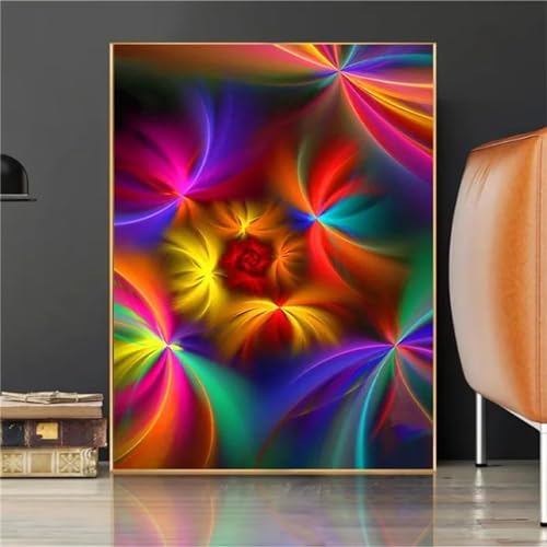 Kit Broderie Diamant Fleurs Abstraites 5D complet pour adultes et deco murale 70x90cm
