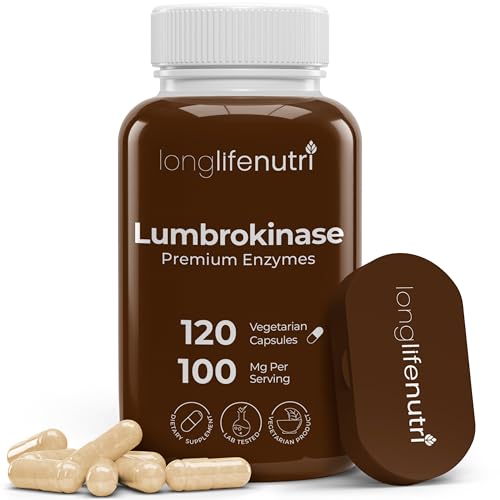 LongLifeNutri Lumbrokinase Supplement 100mg – Maximum Activity Per Serving, 120 Vegetarian Capsules, 2-Month Supply, Natural Enzyme Supplement for Circulatory Health, Lab Tested, Made in USA