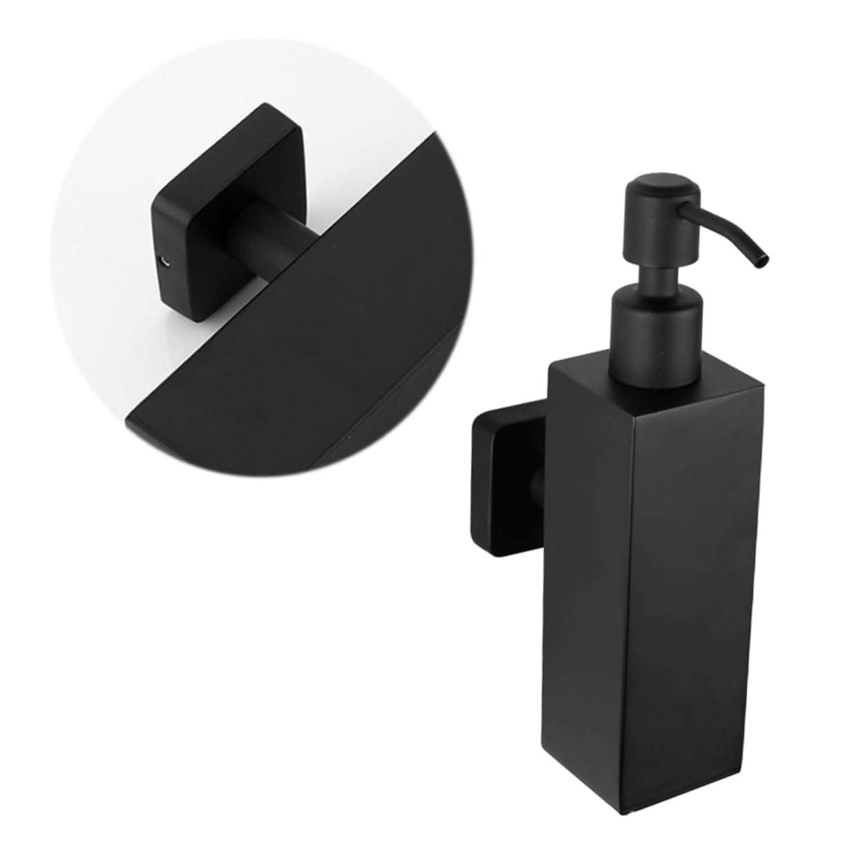 Wandmontierter Seifenspender 200ml aus Edelstahl, Schwarz