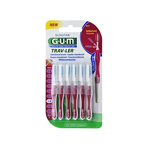 GUM Trav-Ler 6 Brossettes Interdentaires Réutilisables - Taille : 1612 : 1,4 mm