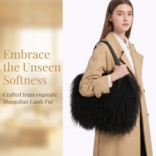 Image of Women Luxury Real Curly Mongolian Lamb Fur Purse