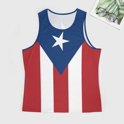 Mens Tank Tops Summer Sleeveless T-Shirt Puerto Rico Flag Casual Funny Gym Workout Tank Top3
