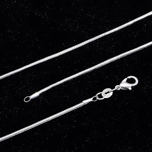 Mieoyue 925 Silber Damen Halskette ohne Anhänger, Silberkette 40 45 50 55 60cm Silberschmuck (Runde Schlangenkette, 45.0 Zentimeter)