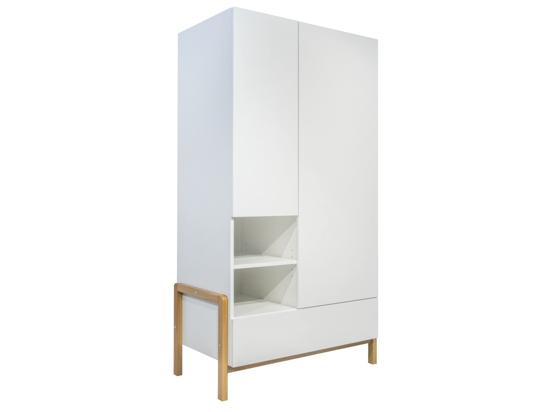 Générique Habitación completa para niños: armario de 2 puertas + cama 80 x 180 con somier/colchón+cómoda con 3 cajones+biblioteca; color blanco