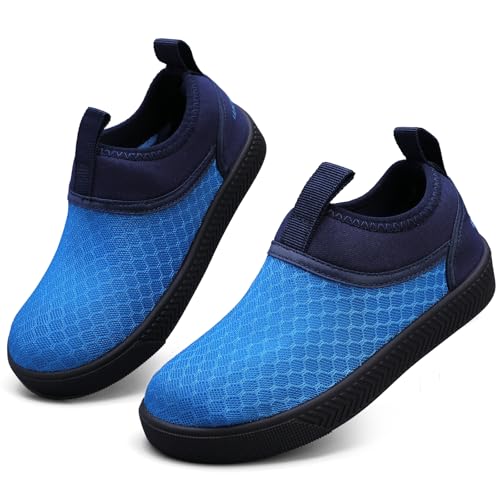 WateLves Toddler Water Shoes Kids Boys and Girls - Quick-Dry Multi-Purpose Casual Water Sneakers Slip On with Drainage Holes for Swim Walking Beach Vacation Essentials (Blue, 31)