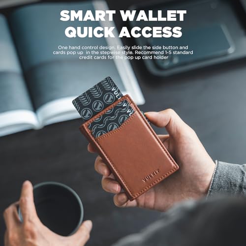 Image of VULKIT Men's Slim Wallets Pop Up Card Holder RFID Blocking Metal Wallet Minimalist Design Holds Up to 11 Cards
