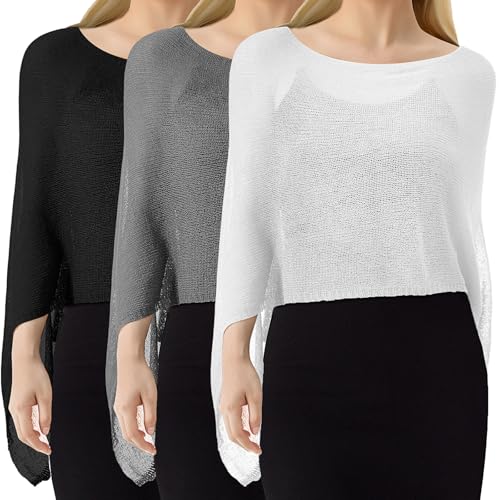 Image of Women Sheer Poncho Shrug Summer Sheer Blouse Top Lightweight Poncho Bolero for Evening Dress