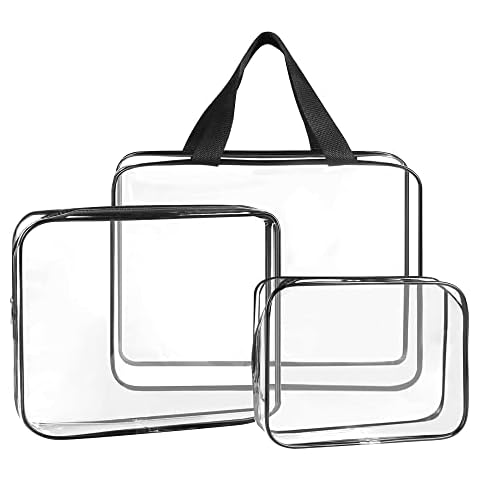 Clear Toiletries Bag, Large Storage Makeup Bags 3 in 1 PVC Waterproof Zippers Portable Wash Bag Cosmetics Organizer Travel Accessories for Men, Women and Kids Cover