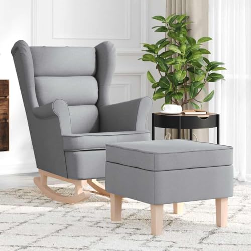 Sophrelle Sillón Mecedora con Taburete Tela Gris Claro Gris,3307997