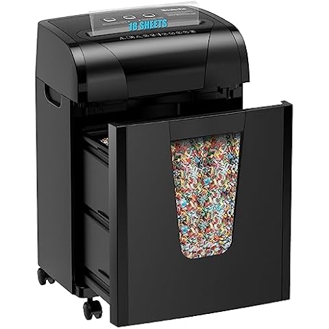 Woolsche Paper Shredder, 18-Sheet Cross Cut with 5.28-Gallon Pull Out Bin, P-4 Security Level, Shred Paper and Credit Card and CD, Durable&Fast with Auto Jam Proof System Shredder for Office Cover