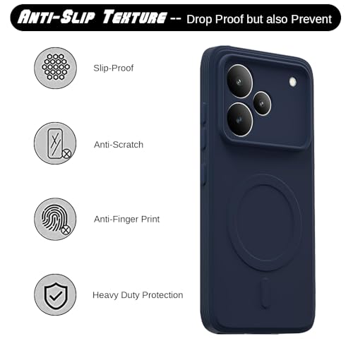 Image of Back Cover Compatible for Realme P4 Pro 5G | MagFit Ring Design (Non-Magnetic) | Shockproof | Anti-Slip Grip | Raised Camera Edges | Slim Protective Case for Realme P4 Pro 5G (Steel Blue)