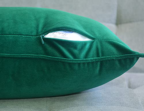 Lutanky Velvet Cushion Covers 30 x 50 cm Turquoise Decorative Rectangle Throw Pillow Cover (Pack of 2) Soft Oblong Piped Pillowcases for Sofa Bedroom with Invisible Zipper 12x20 Inch - Image 3