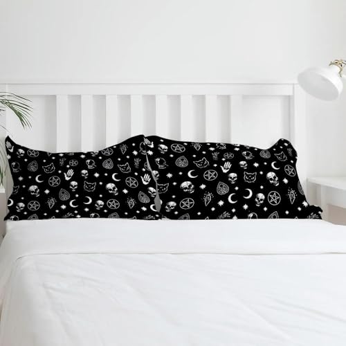 Housse de couette tête de mort et lune parure de lit 3 pièces