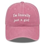 SoGoNati Funny Vintage Baseball Cap, Adjustable Cotton Embroidered Hat for Men Women, Retro Humor Gift Trucker Caps, Pink - I'm Literally Just a Girl