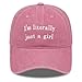 SoGoNati Funny Vintage Baseball Cap, Adjustable Cotton Embroidered Hat for Men Women, Retro Humor Gift Trucker Caps, Pink - I'm Literally Just a Girl