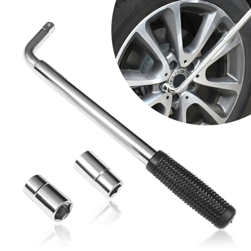 Image of Lug Wrench Wheel Wrench, Telescoping Lug Wrench with 17 /19mm and 21 /23mm Standard CR-V Sockets, Universal Steel Extendable Wheel Brace Lug Nut Wrench for Most Vehicles