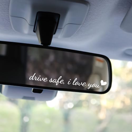 Image of Miarita 3X Drive Safe, I Love You Rearview Mirror Decal, Car Window Decals, Car Stickers for Women, Car Decals for Women, Car Stickers and Decals (Drive Safe, I Love You White)