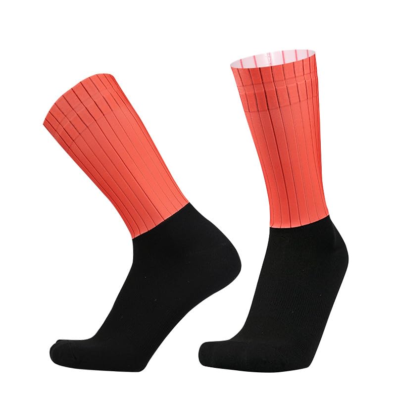 BULBEAWICK Aero Pro Anti Slip Silicone Cycling Socks Men Bicycle Sport Running Bike Socks(Red)