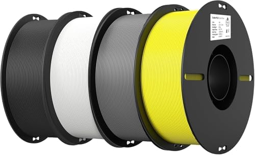 Creality Ender PLA Filament 1,75mm, Schwarz Weiß Grau Gelb, 4er-Pack 1kg Spulen, Maßgenauigkeit ±0,03mm, PLA Filament für 3D-Drucker, kompatibel mit FFF Druckern, hohe Druckqualitä