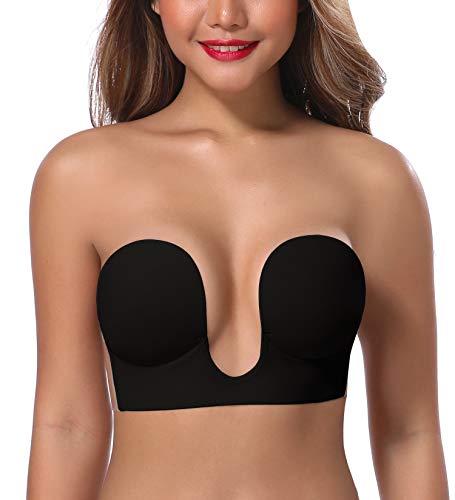 Image of JOATEAY Sticky Bra - Deep Plunge Strapless Push Up Reusable Underwire Adhesive Bra for Women Backless Dress Partywear Wedding