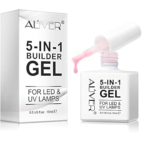 5 in 1 Nail Builder Gel,Pink Strengthening Gel 15ml for Hard Strong Nails Tips & Extensions and Nail Art Decoration,Hard Gel Builder Extension ,Professional Manicure Repair Cover