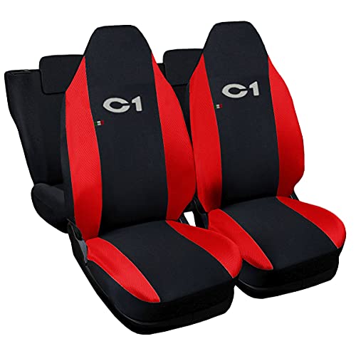 Lupex Shop 17239-01 Housses de siège Deux-colorés pour Citroen C1 - Noir Rouge