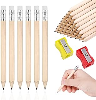 Mini Pencils, Golf Pencils, 50pcs HB Pencils with Rubbers, Small Pencils, Half Pencils Bulk for School Kids Scorecards (with 2PCS Pencil Sharpner)