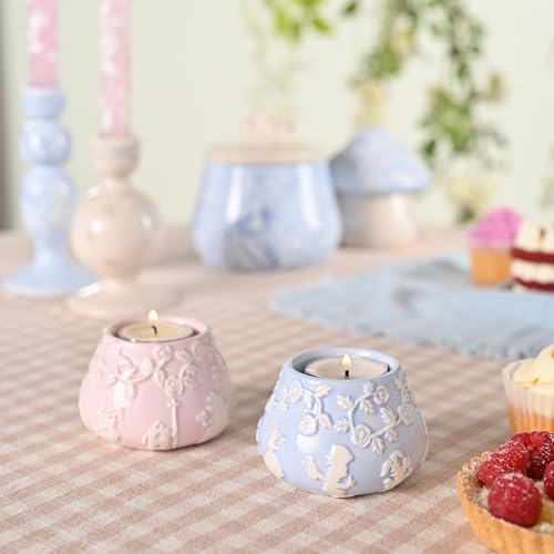 Miniatura 2 de Disney - Juego De 2 Portavelas De Alicia En El País De Las Maravillas Con Diseño De Alicia Y Conejo Blanco, Decoración Y Artículos Para El Hogar Para Los Amantes Del Cine, Dormitorio, Cocina, Baño Y