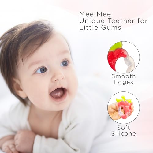 Image of Mee Mee Multi-Textured Soft Silicone Teether, PinkGreen