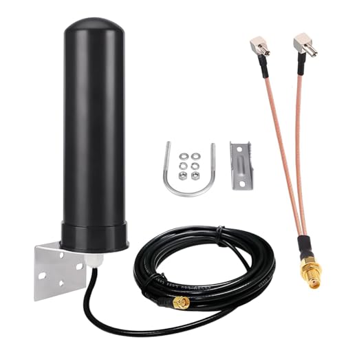MOOKEERF 3G/4G LTE Outdoor Antenna - 6dBi Wall Mount Antenna 698-2700 MHz with SMA Male/Dual TS9 Omni-Directional Outdoor External WiFi Antenna for T-Mobile Netgear Router Modem MiFi Mobile Hotspot