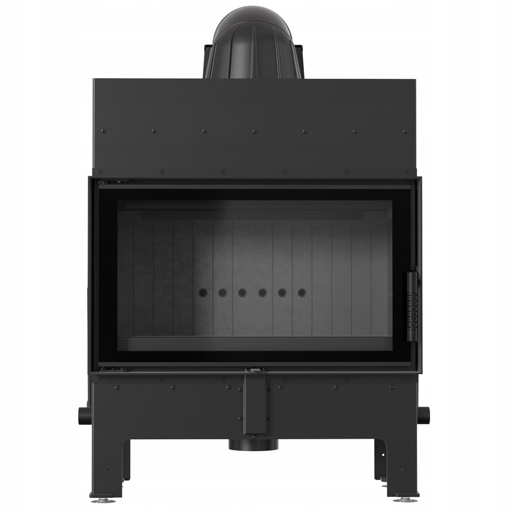 KRATKI Inserto per camino in acciaio a legna FLOKI 10 kW Ø200 frontale A+ | Acciaio nero, efficienza 83,6%, classe A+. Ecodesign, BImSchV 2; per recupero calore.; combustione efficiente; M fi