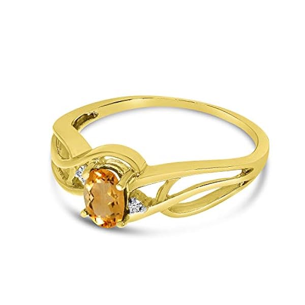 LXR Oro giallo 14 k con citrino ovale e diamante curvo, 0,31 ct
