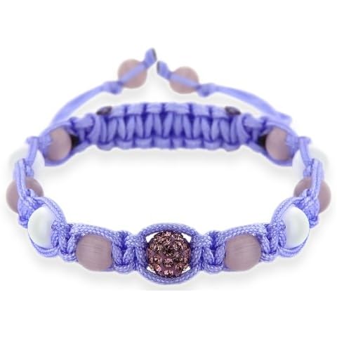 Black Shamballa Purple Cord Purple Crystal and Bead Bracelet of 18cm/7" Cover