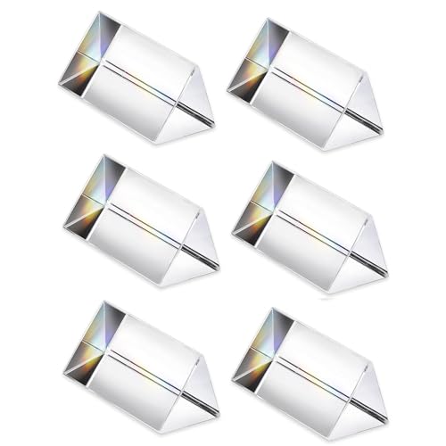Image of 6pcs Clear Triangular Prism for Photo Rainbow Lights Crystal Optical Prisms Glass Physics Teaching Refracted Light Spectrum Students Presents Gift,60mm /2.4inch (60 * 30 * 30)