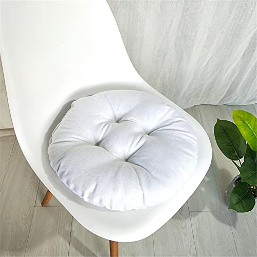 Treer Cojines de Asiento Redondos Acolchados para Sillas de Asiento para Interiores y Exteriores, Jardín, Patio, Cocina y Oficina (Blanco,40x40x9cm)