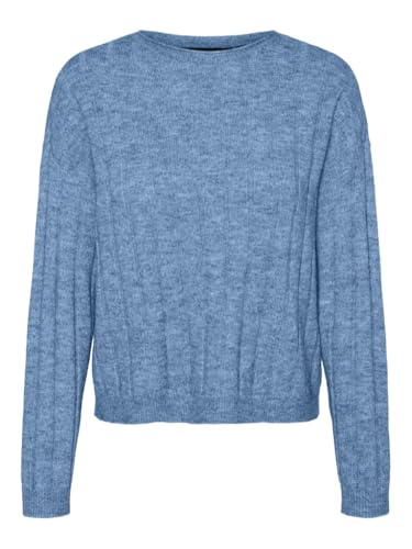 Photo de VERO MODA Vmwilla Ls Pull à col Rond GA Boo Tricot, Allure/détail : mélangé, M Femme