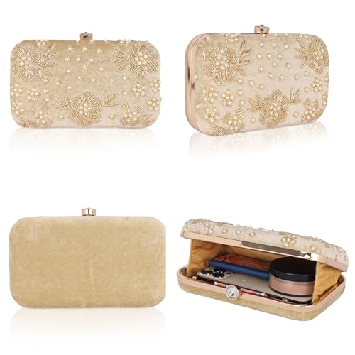 Image of RABIYA Clutch Purse for Women Formal Dressy Evening Clutches Handbags for Wedding Elegance Charm Premium Elegance Clutch Bag with Detachable Chain Handal | Gift for Women | Clutch for Women