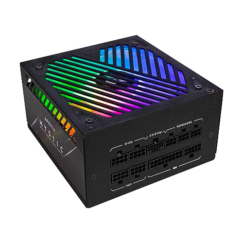 Image of Apevia ATX-MT1000W Mystic 1000W Fully Modular 80+ Platinum Certified, PCIe 5.0 & ATX 3.0 Ready Active PFC ATX RGB Gaming Power Supply, Includes Gen 5 12VHPWR Connector & 366 RGB Light Modes
