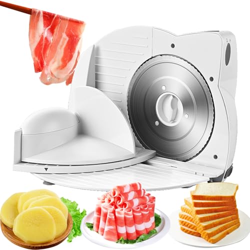 Commercial Meat Slicer Machine, 150w Electric Meat Slicer, 0-20mm Adjustable Thickness, Easy To Clean, Foldable Stainless Steel Meat Cutter With Safety Switch, For Beef, Vegetables, Bread