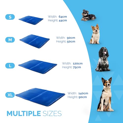 FurDreams Pet Cooling Mats – Self Cooling Mat Bed for Dogs, Cats to Prevent Overheating During Rest & Sleep – Heat Absorbing & Waterproof Gel Pillow Pad to Keep Ice Cool in Summer – Plain (140 x 90cm)