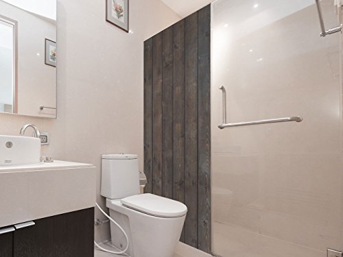 Vinilo para Mamparas Baños Laminas de Madera Barniz Oscuro | Varias Medidas 70x185cm | Adhesivo Resistente y de Fácil Aplicación | Pegatina Adhesiva Decorativa de Diseño Elegante