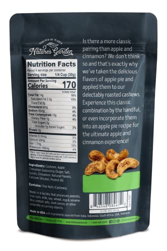 Nature's Garden Apple Cinnamon Cashews, 4 Oz (Pack Of 6) - Seasoned Roasted Cashews, Flavored Nuts Snack Pack, Organic Cinnamon Cashew, Healthy Snack Pack For Adults, Gluten Free Cashews #TOP1
