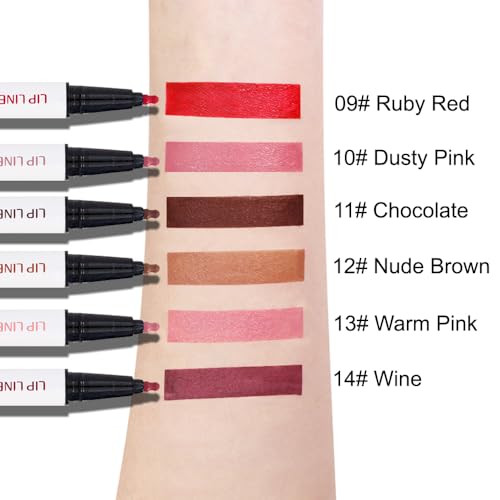 Image of 3Pcs Longwear Liquid Lip Liner Stain Marker Pen Set Long Lasting Waterproof, Mauve Dusty Pink Red Matte Permanent 24 Hour Lip Liner and Lipstick Combo, Color Stay Lipliner All Day, Lip Stains peel off