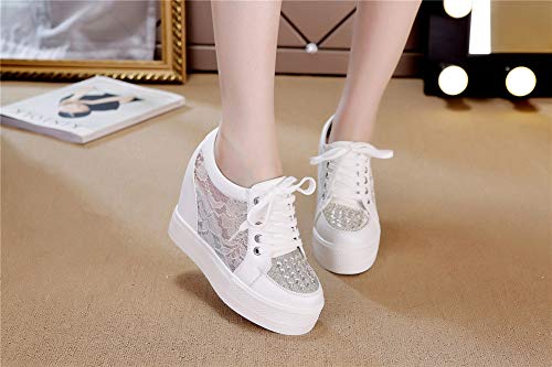 Image of ACE SHOCK Women Wedges Sneakers with Hidden Heel Ankle High Platform Walking Shoes Fashion Bride Wedding Shoes