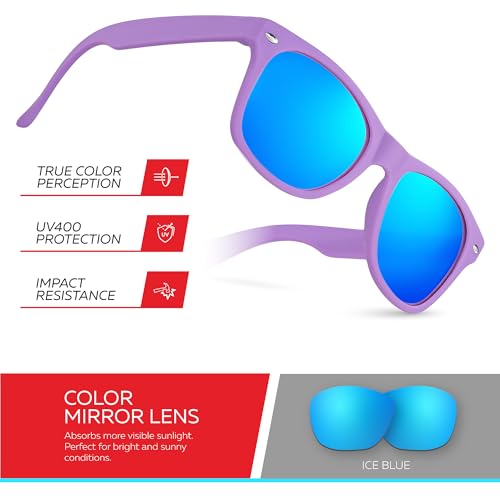Image of Retro Rewind Kids Sunglasses for Boys Girls Age 3-12 - Shatterproof UV400 Toddler Children Sun Glasses