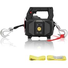 1000LB Battery Power Winch 40FT Synthetic Rope, Compatible with DeWALT BatteryGreater Than 20V 4.0ah,Battery Powered Winch with Remote,for Lifting Black,Battery not Included
