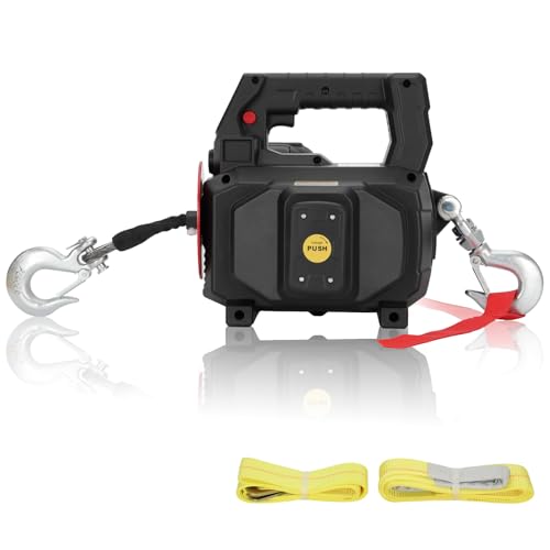 Lonsge 1000LB Battery Power Winch 40FT Synthetic Rope,