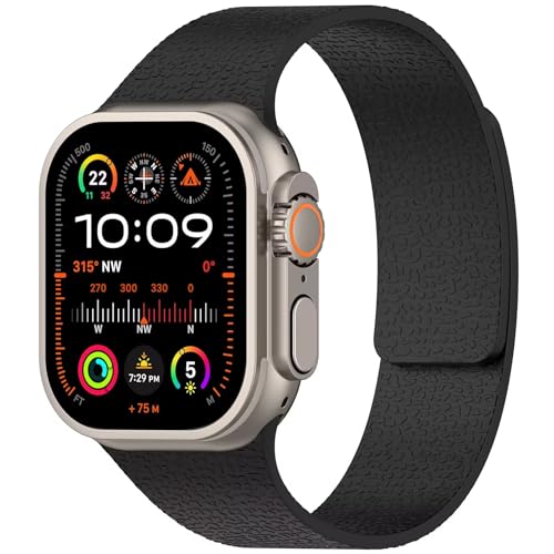 Bracelet magnétique en silicone pour Apple Watch - Noir 44mm